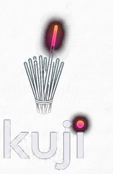 kuji, a bundle of lot-sticks, one lit