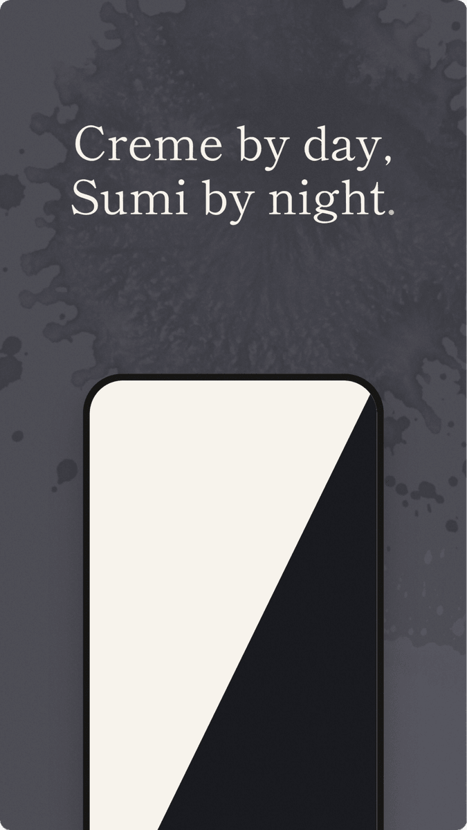 Creme by day, sumi by night: the light and dark rooms